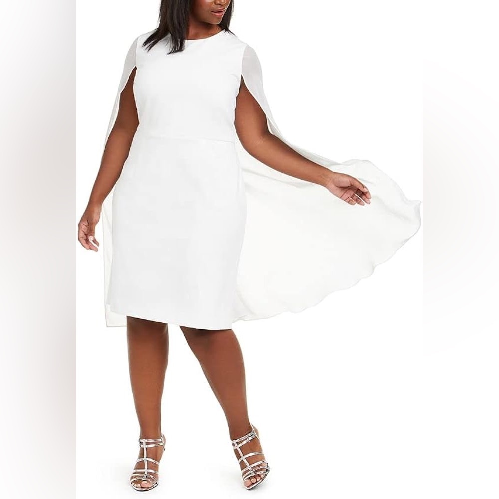 Calvin Klein Women's Cape Shift Dress, Cream, 14